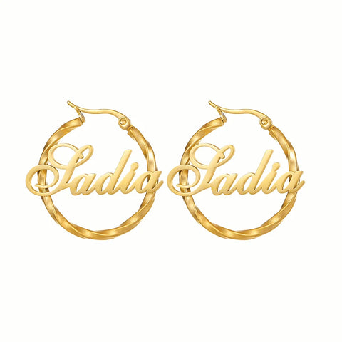 Stainless Steel Name Hoop Earrings