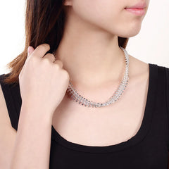 Silver Double Round Bead Chain Necklace