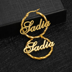 Stainless Steel Name Hoop Earrings